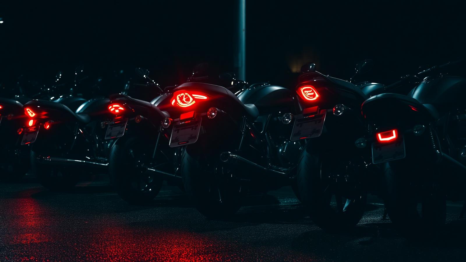UNITY BIKERS Club motorcycles lined up at night on a group ride in Karachi