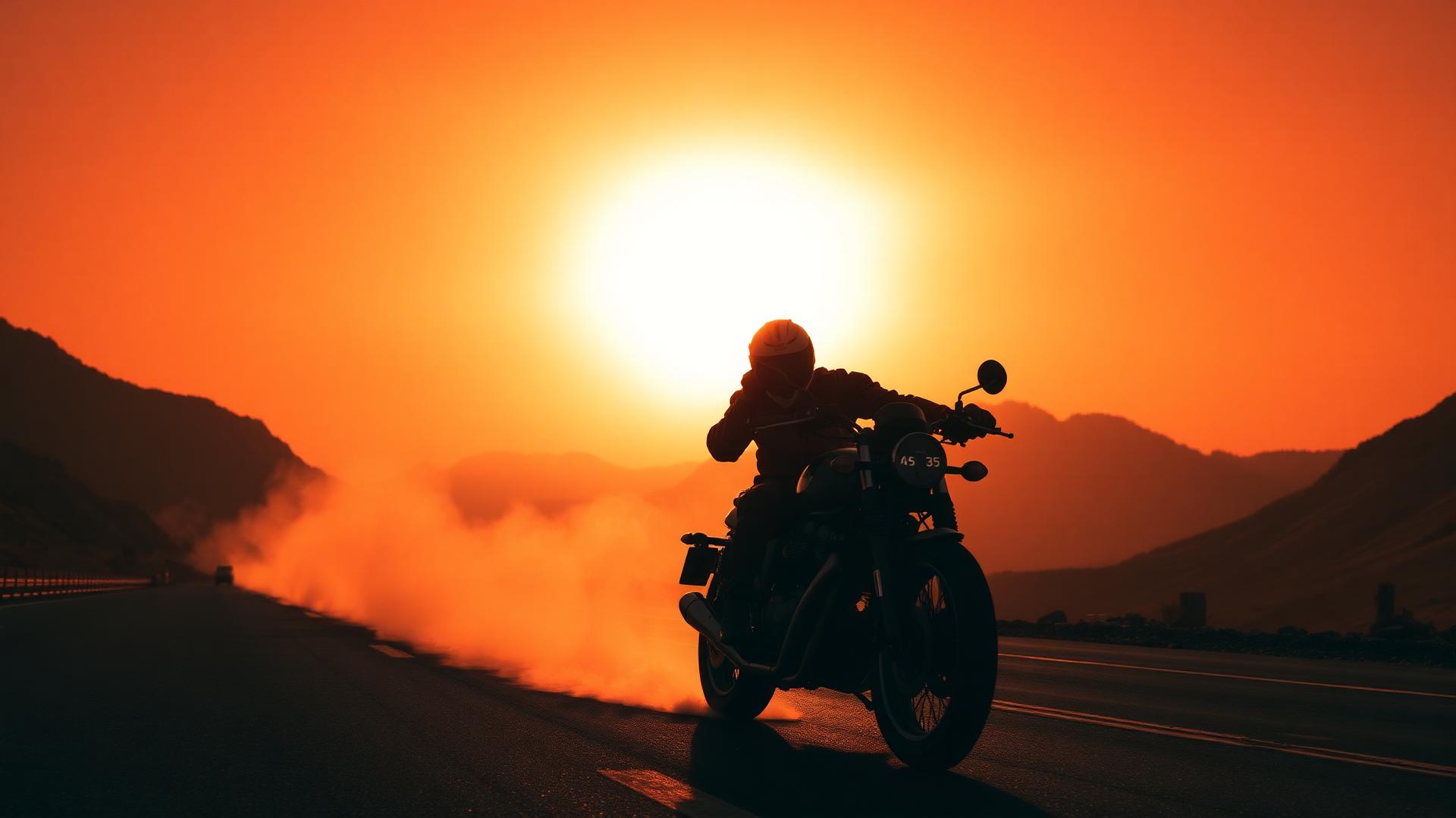 UNITY BIKERS CLUB riders on a group motorcycle ride at sunset in Pakistan